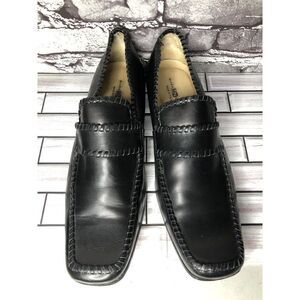 Mark Nason Black Leather Square Toe Slip On Dress Loafers Shoes Men Sz 13M US/46